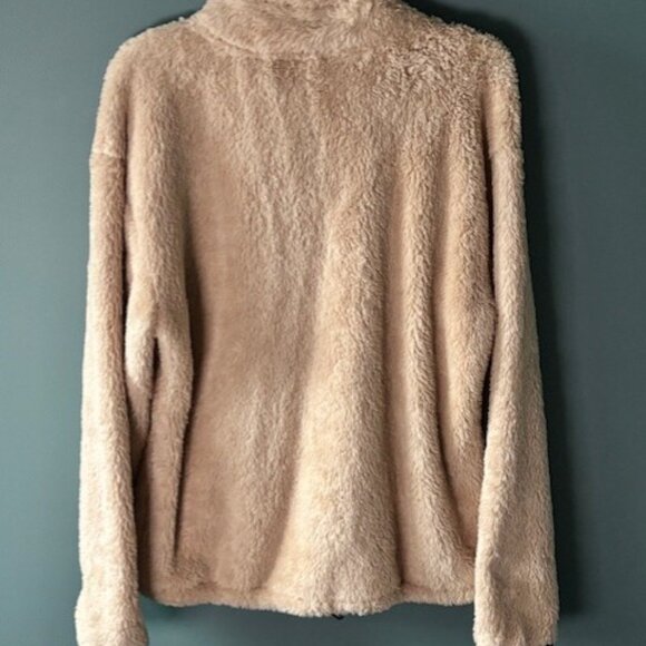 Pink Victorias Secret M Sherpa Fleece Jacket Beige 1/2 Zip Cozy Feminine Soft - Picture 2 of 8